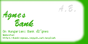 agnes bank business card